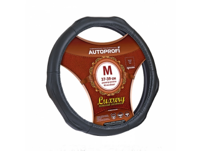 Оплётка руля "Luxury" кожа, 3 рельефные вставки (черный) (М) от Autoprofi Оплётка руля "Luxury" кожа, 3 рельефные вставки (черный) (М)